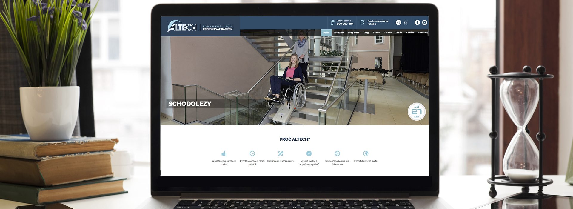 Ukázka webových stránek Altech (výrobce schodišťových plošin a rehabilitačních pomůcek)