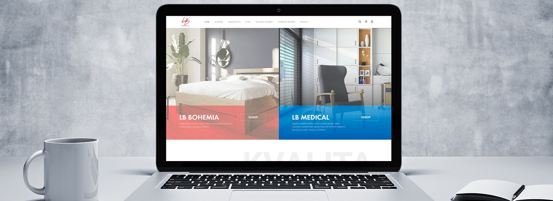 E-shop LB Bohemia (výrobce matrací a postelí) na monitoru