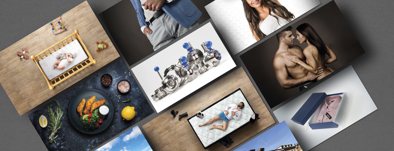 Ukázky reklamních a produktových fotografií pro různé klienty